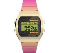 Timex T80 - Reloj de 36 mm unisex, correa de resina rosa, esfera digital, caja en tono dorado TW2V74400
