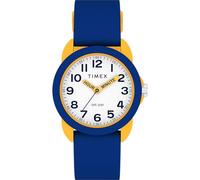 Timex Time Machines Reloj para niño, Correa de Silicona Azul, Esfera Blanca, Caja Amarilla, 30 mm, TW2W92100