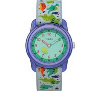 Timex Timex Kids Analog 28mm Elastic Fabric Strap Watch, Reloj de pulsera para Unisex niños, Multicolor (Dinosaurs)