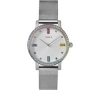 Timex Transcend - Reloj de pulsera de malla de acero inoxidable de 31 mm para mujer, plateado, Moderno