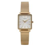 Timex Transcend - Reloj para mujer de 22 mm, pulsera de malla dorada, esfera plateada, caja dorada