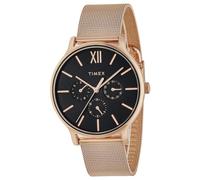 Timex Transcend TRANSCEND - Reloj de cuarzo con esfera negra de acero inoxidable y cristal mineral de cuarzo para hombre, TW2W19900, color oro rosa, negro