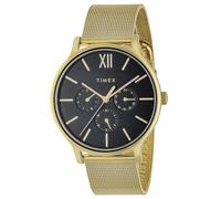 Timex Transcend TRANSCEND - Reloj de pulsera para hombre, esfera negra, acero inoxidable, cristal mineral, cuarzo, filipinas, TW2W20000, para hombre, oro amarillo, negro