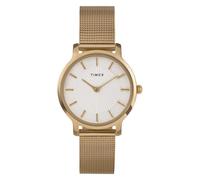 Timex Transcend TW2Y10300 - Reloj con correa de malla dorada y esfera plateada para mujer, 34 mm
