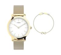 Timex Transcend TWG067000 - Reloj de cuarzo para mujer, correa de malla de acero inoxidable en dorado con esfera blanca, 31 mm