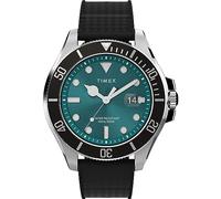 Timex Trend - Reloj de 43 mm para hombre, correa de liberación rápida de dos piezas, esfera verde, caja en tono plateado TW2V91700