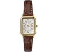 Timex Trend Reloj para Mujer, Correa de Cuero marrón, Esfera Blanca, Caja Dorada, 21 mm, TW2Y00900