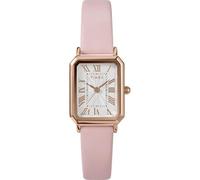 Timex Trend Reloj para Mujer, Correa de Cuero Rosa, Esfera Blanca, Caja Dorada, 21 mm, TW2Y01100