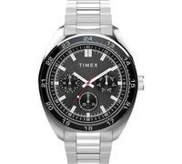 Timex Trend TW2Y22600 - Reloj de Hombre 45 mm, Correa de Acero Inoxidable en Tono Plateado, Esfera Negra y Caja en Tono Plateado