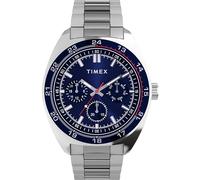 Timex Trend TW2Y22700 - Reloj de Hombre 45 mm, Correa de Acero Inoxidable en Tono Plateado, Esfera Azul y Caja en Tono Plateado