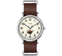 Timex Tribute NHL Weekender - Correa de piel de cuarzo de 40 mm para hombre, Minnesota Wild