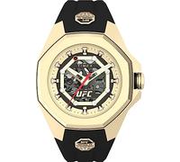 Timex UFC Mechanical Street - Reloj de 45 mm para hombre, correa de poliuretano negra, esfera dorada, caja en tono dorado TW2V86500