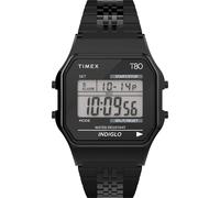 TIMEX Unisex -Adult T80 34 mm Reloj - Negro con pulsera de acero inoxidable