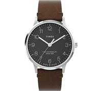 Timex Waterbury Classic Chrono - Reloj de Vestir de Cuarzo de Acero Inoxidable de 40 mm con Correa de Cuero para Hombre, Marrón/Acero Inoxidable/Negro