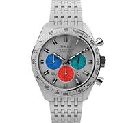 Timex Waterbury Cronograph TW2V42400 - Reloj cronógrafo con correa de acero inoxidable y esfera plateada para hombre, 41 mm