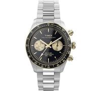Timex Waterbury Heritage - Reloj para hombre de 39 mm, pulsera de acero inoxidable, esfera negra, caja de acero inoxidable