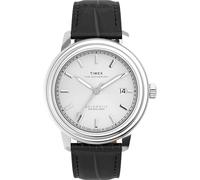 Timex Waterbury Metropolitan - Reloj para Hombre, Correa Negra, Esfera Plateada, Caja de Acero Inoxidable