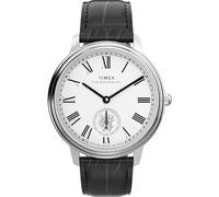 Timex Waterbury Metropolitan - Reloj para Hombre de 39 mm, Correa Negra, Esfera Plateada, Caja de Acero Inoxidable