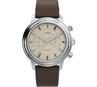 Timex Waterbury Metropolitan - Reloj para hombre de 41 mm, correa marrón, esfera color crema, caja de acero inoxidable
