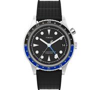 Timex Reloj Waterbury TW2W22600 – 39 mm, correa de goma sintética negra, caja acero inoxidable