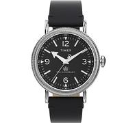 Timex Waterbury - Reloj de 40 mm para hombre, correa de liberación rápida de dos piezas, esfera negra, caja plateada TW2W20200
