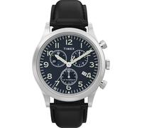 Timex Waterbury - Reloj Tradicional para Hombre de 41 mm, Negro/Acero Inoxidable/Azul Oscuro