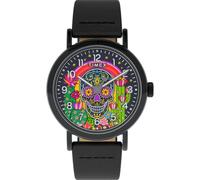 Timex Weekender Day of the Dead TW2Y15900 - Reloj con correa de cuero negra y esfera negra para hombre, 40 mm