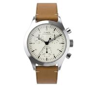 Timex Weekender New England - Reloj cronógrafo para Hombre, 40 mm, Correa marrón, Esfera Crema, Caja Plateada