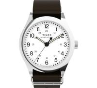 Timex Weekender New England - Reloj de 39 mm para hombre, 39 mm, esfera blanca de doble capa, color marrón, caja de acero inoxidable