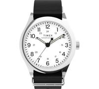 Timex Weekender New England - Reloj de 39 mm para hombre, 39 mm, esfera blanca de doble capa negra, caja de acero inoxidable