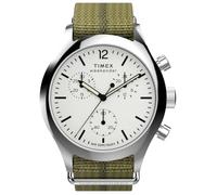 Timex Weekender New England TW2Y15700 - Reloj cronógrafo para hombre de 40 mm, correa de tela ecológica verde con esfera blanca