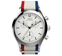 Timex Weekender New England TW2Y15800 - Reloj cronógrafo para hombre de 40 mm, correa de tela ecológica gris con esfera blanca