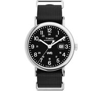 Timex Weekender TW2W86100 - Reloj con correa de tela negra con esfera negra y caja plateada para hombre, 40 mm