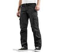 Timezone BenitoTZ Benito Pantalón cargo para hombre, con cinturón de tela, Negro , 33W x 34L