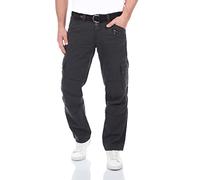 Timezone BenitoTZ - Pantalones vaqueros cargo para hombre, ajuste holgado, 100% algodón, bolsillos básicos, beige, gris, verde, Gris oscuro (9889), 33W x 30L