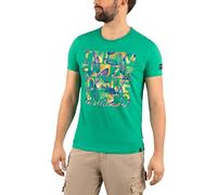 Timezone Palm Check T-Shirt Camiseta, Verde, L Hombres