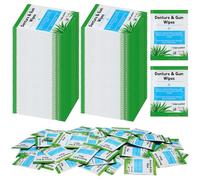 Timgle 100 toallitas de limpieza para dentaduras postizas que refrescan las encías, toallitas de limpieza profunda para eliminar el adhesivo de dentadura, los desechos de alimentos, las manchas y el
