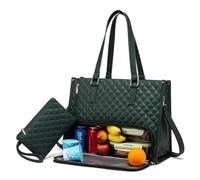 TIMIFUN Bolsa de mano 2 en 1 para almuerzo, bolsa térmica a prueba de fugas, bolsa de trabajo grande con compartimento para almuerzo, bolso de mano para negocios y oficina