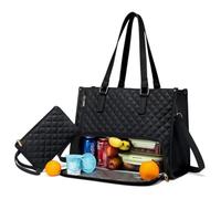 TIMIFUN Bolsa de mano 2 en 1 para almuerzo, bolsa térmica a prueba de fugas, bolsa de trabajo grande con compartimento para almuerzo, bolso de mano para negocios y oficina