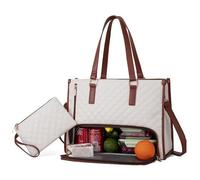 TIMIFUN Bolsa de mano 2 en 1 para almuerzo, bolsa térmica a prueba de fugas, bolsa de trabajo grande con compartimento para almuerzo, bolso de mano para negocios y oficina