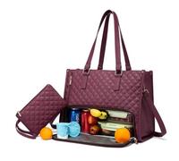 TIMIFUN Bolsa de mano 2 en 1 para almuerzo, bolsa térmica a prueba de fugas, bolsa de trabajo grande con compartimento para almuerzo, bolso de mano para negocios y oficina