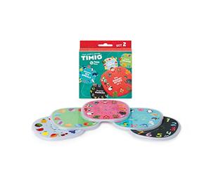 TIMIO Disc Set #2: 5 Discos de Audio para el Reproductor TIMIO , Aprende los Números, 96 Canciones Infantiles Vol. 2, Animales Marinos, Formas, Frutas , 8 Idiomas incluidos ,2 - 6 años