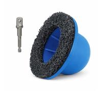 Timisea Juego de lijadora angular de cuello largo con disco de lijado de 150 mm, soporte de 1/2", limpiador de buje de rueda para llantas y cubos de rueda (disco de plástico azul + adaptador)