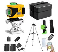 Timisea Láser profesional 4D de 16 líneas cruzadas - Láser rotativo, nivel de burbuja láser con líneas 360° - autonivelante con mando a distancia, trípode y accesorios para obras, pared, suelo, techo