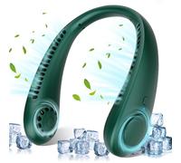 Timiyou Ventilador de Cuello Portátil Silencioso, Ventiladores de Cuello sin Aspas Manos Libres, 360° Flujo de Aire, USB ventilador cuello Para Viajar, Hogar, Oficina, Regalo (Verde), TM235428