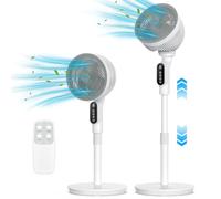 Timiyou Ventilador de Pie DC Silencioso 26dB para Dormitorio, 6V/3M, Oscilación 75° Inclinación 90°, Alcance 10m, Altura 80-100cm, Temporizador 9H, Mando y Pantalla LED