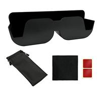 TIMJJG 1 estante para gafas de coche, 1 bolsillo para gafas, 1 paño de limpieza para gafas, soporte autoadhesivo para gafas de coche, con gamuza, para guardar vasos