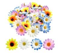 TIMJJG - 100 margaritas artificiales pequeñas, flores de gerbera de margarita falsas para decoración DIY, flores artificiales para bodas, fiestas y cumpleaños (4 colores)