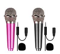 TIMJJG 2 minimicrófonos, mini micrófonos para cantar en teléfonos móviles, pequeños micrófonos de karaoke, micrófonos portátiles con cable, minimicrófonos para teléfonos móviles y computadoras