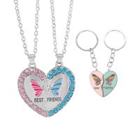 TIMJJG 2 Pares De Collares para Buenos Amigos, Coles De Mariposas En Forma De Corazón, Cadenas De Amistad para Novias, Regalos De Joyería para Niños, Regalos De Cumpleaños De Navidad.